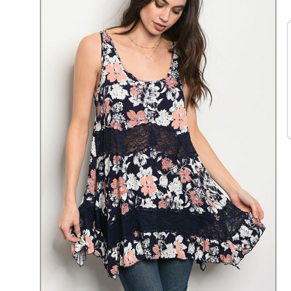 🔥NAVY BLUSH TOP - Picture 1 of 2